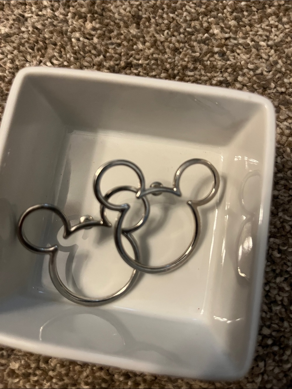 Disney Silver Mickey Outline Hoop Earrings